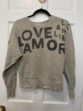 Maeve Anthropologie Love Amor‎ Graphic Sweatshirt Sage Green Pullover Size XS